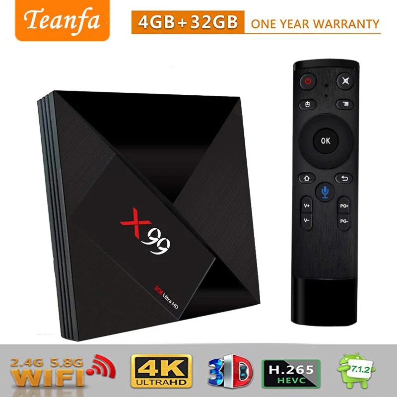 

X99 4GB 32GB Rockchip RK3399 Android 7.1 TV BOX 802.11AC 2.4G 5G Dual WIFI BT4.0 1000M LAN USB3.0 Type-c Media Player kd iptv