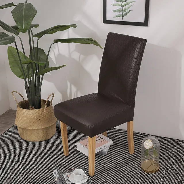 Dining Chair Covers, Solid Pu Leather Waterproof Stretch Dining Chair