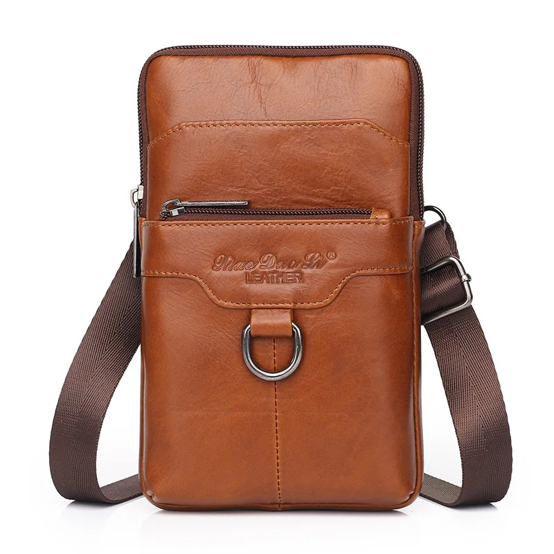 Мини-сумка-мессенджер, кожаная мужская сумка, мужская сумка на плечо, натуральная кожа, мужские роскошные сумки, маленькая сумка для телефона Bolsa - Цвет: style 2 Brown