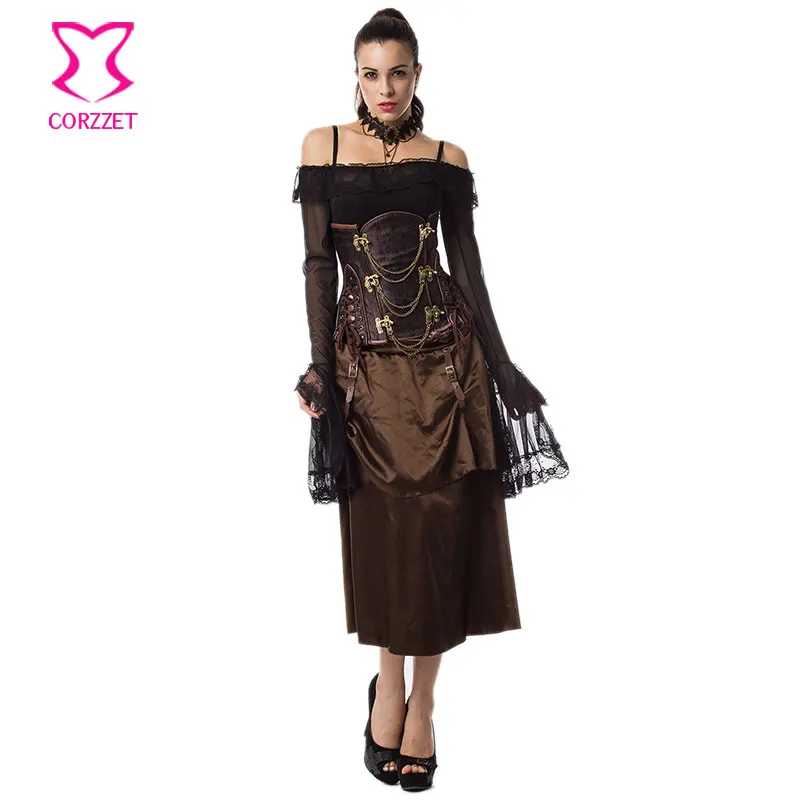 brown-hot-sexy-espartilhos-e-corpetes-corsets-and-bustiers-gothic-clothing-steel-boned-underbust-corset-dress-steampunk-costume