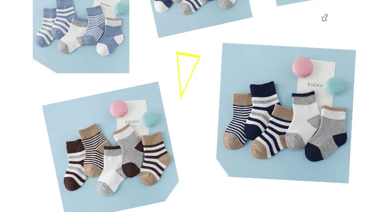 INPEPNOW 5 Pair/lot Baby Boy Striped Socks Soft Cotton Infant Socks Cute Cartoon Pattern Kids Socks Winter For Girl WZ-CZX53