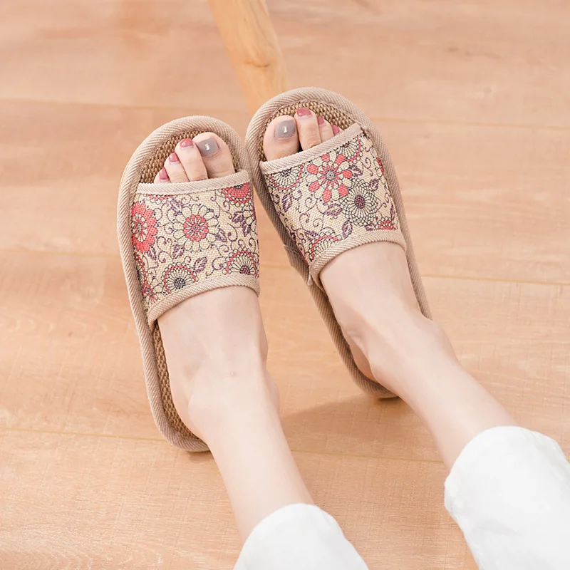 

C-Fantai cool slippers home summer cotton and linen indoor floor large base of household linen slippers soft bottom
