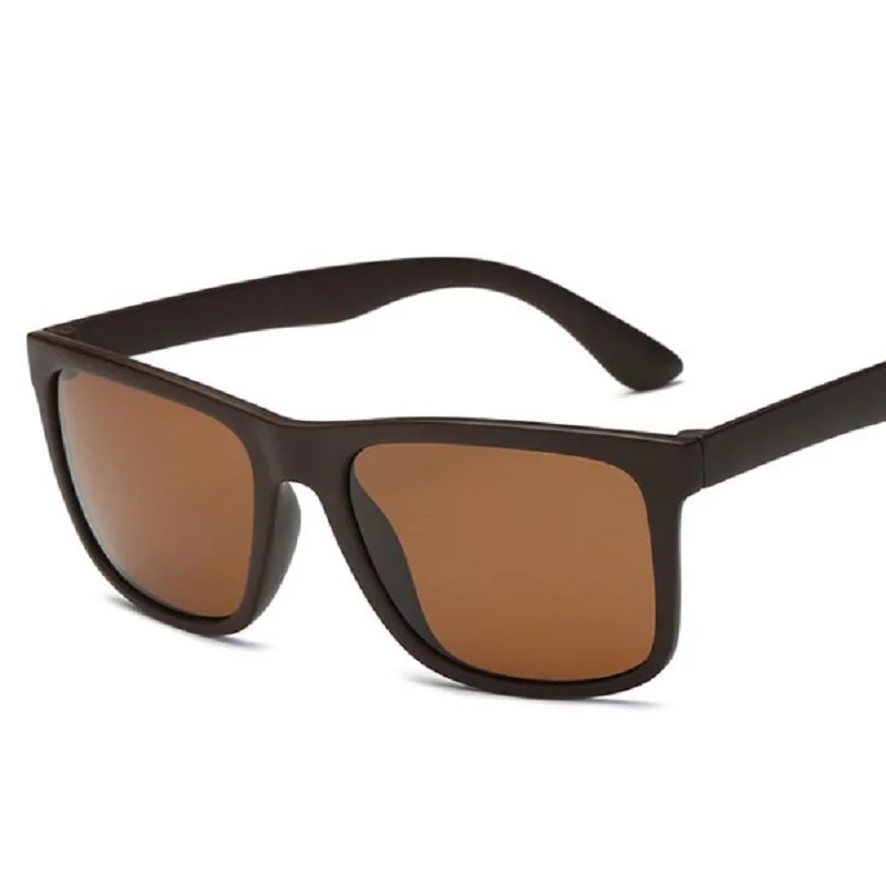 

2018 Polarized Sunglasses Men's Brown Lens Driving Sport Sun Glasses For Men Women Square Color Mirror Retro Oculos