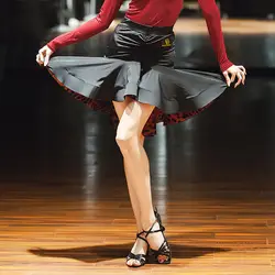 Хорошее качество Костюмы для латиноамериканских танцев юбка для танцев для дам черный Цвет плюс Размеры лайкра хлопковая юбка одежда Для