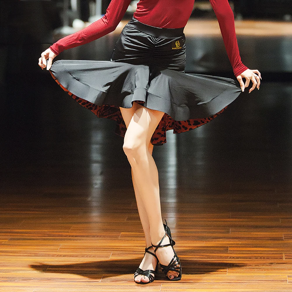 Good Quality Latin Dance Skirt For Ladies Black Color Plus Size Lycra