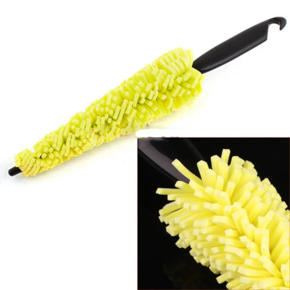 

Black Plastic Handle Yellow Sponge Wheel Tire Rim Brush for Car