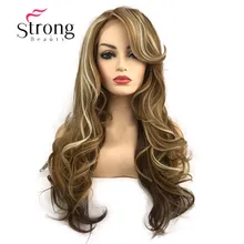 StrongBeauty кружевной передний длинный волнистый Золотой коричневый с светлым жаром ОК полный синтетический парик