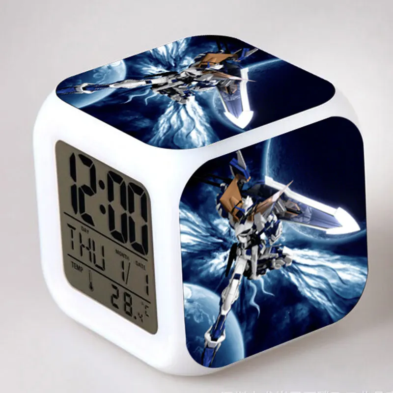 

Gundam Anime Figma Alarm Clock LED Color Flash Touch Light Desk Watch Japan Manga Transfiguration Robot Action Figure Model Toys