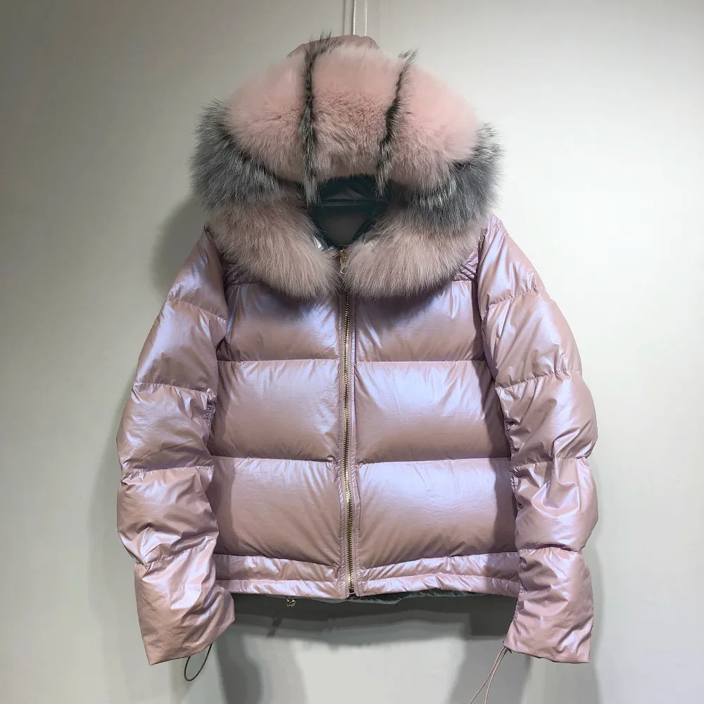 Goede Grote Echte Natuurlijke Vos Bont 2019 Winter Jacket Vrouwen Down Parka Jassen Hooded White Duck Down Jas Dubbelzijdig Waterdichte jas