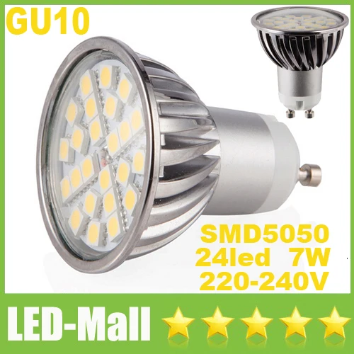 

Best Price 7W 24LED SMD5050 LED Spotlights GU10 220-240V Display Cabinet Spot Light Lamps Bulbs Warm white / Cool White CE ROHS