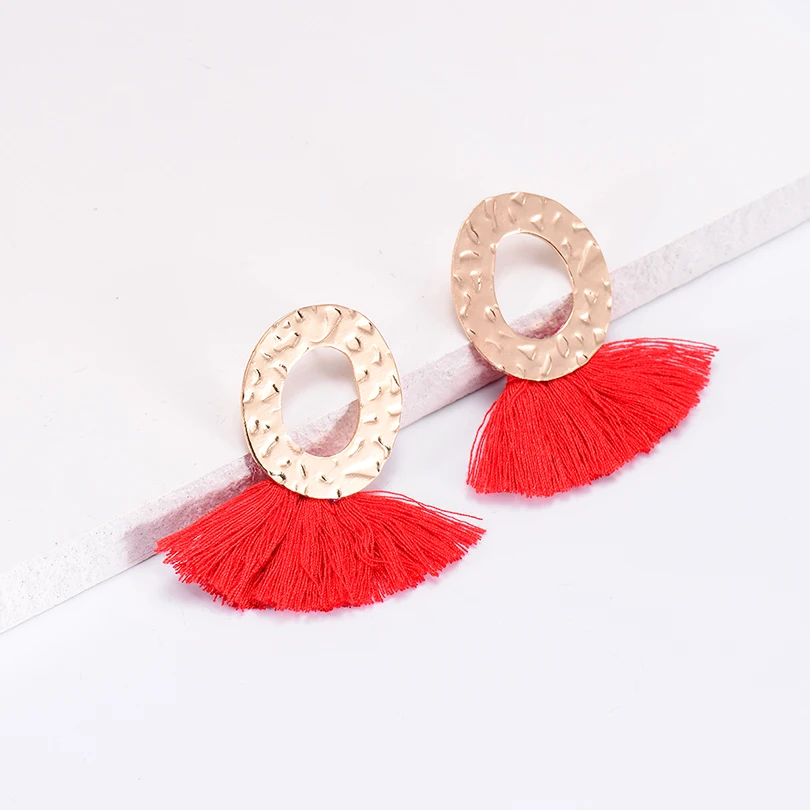 

Summer Style Irregular Pattern Golden Round Earring For Women Bohemian Charm Jewelry Punk Tassel Drop Earrings Fashion Brincos