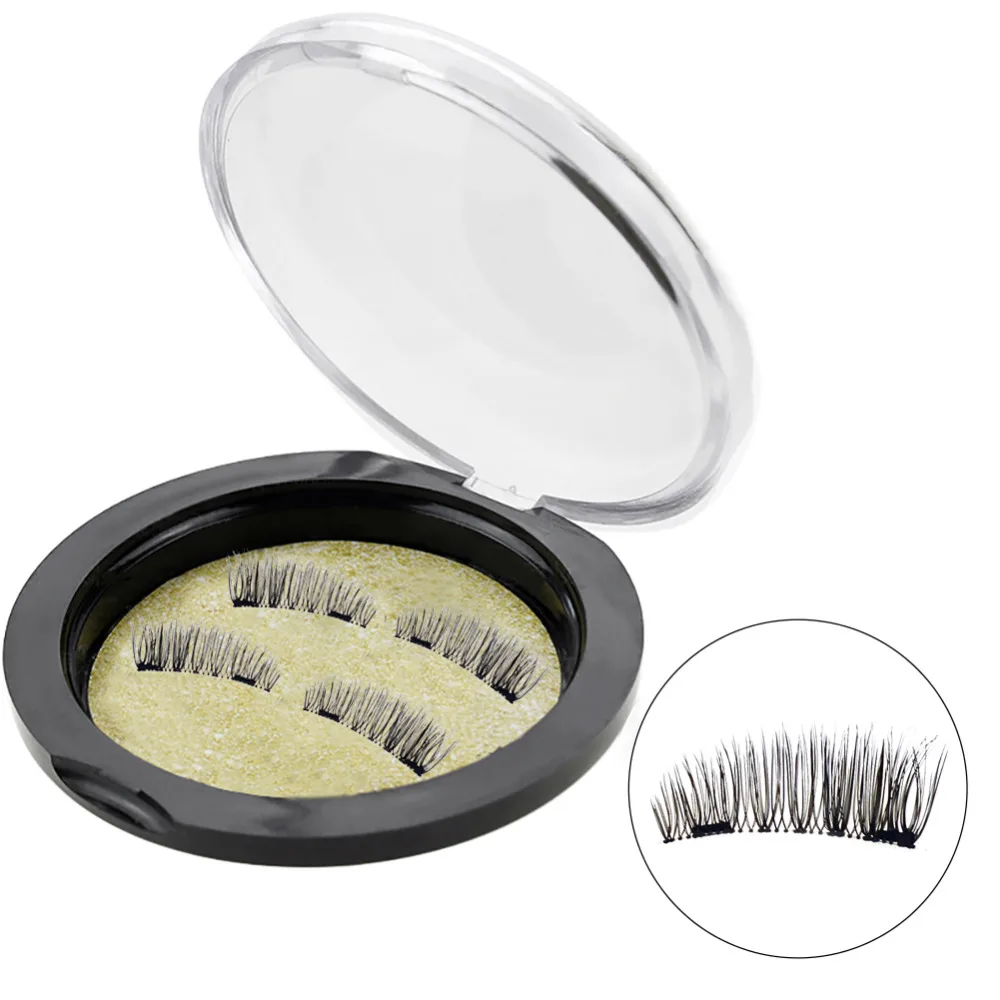 Fashion Magnetic Eyelash 4pcs/lot 3D Long Easy To Wear Reusable Fake Eyelashes Double Magnet Individual Eyelash Extension kit