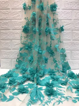 

5yards light blue 3d chiffon flowers lace fabric, red 3d rosette lace fabric, french lace fabric, photography backdrop