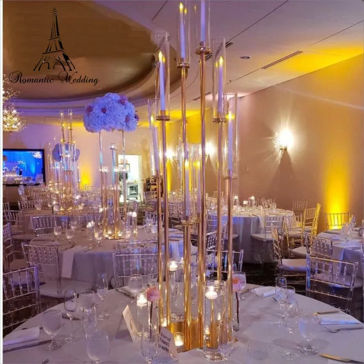 

Metal New European Romantic 8 arm Netal Floor 120cm Tall Candle Holder Wedding Event Party Decoration 2pcs A Set