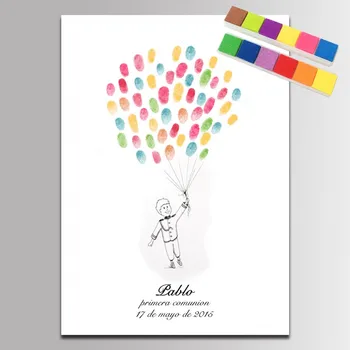 

Fingerprint Painting Signature Baby Shower Guest Book Boys Birthday Baptism Party fingerprint painting communion Souvenir