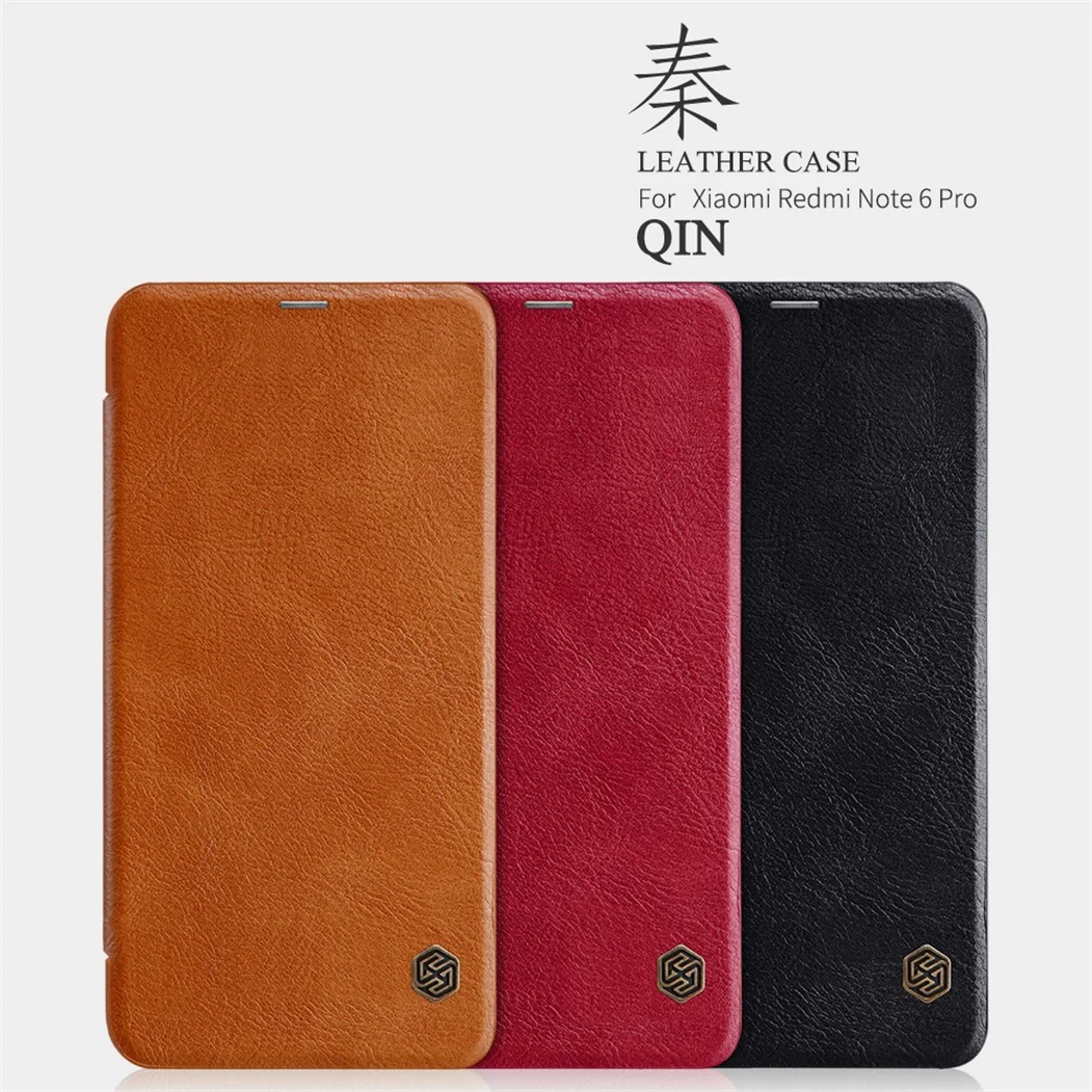 For Xiaomi Redmi Note 6 Pro Flip Case Nillkin QIN Series Leather Case Card Pocket Wallet Flip Cover for Xiaomi Redmi Note6 Pro xiaomi leather case glass