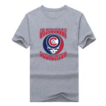 2017 Fashion CHICAGO CUBS GRATEFULLY DEDICATED DEAD skull T-shirt Tee 100% Cotton T shirt 1119-10