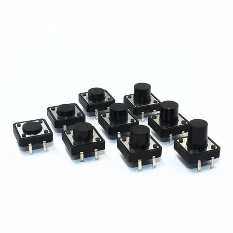 

50pcs 12X12 Tact Switch DIP 4 Pin Key switch Micro switch 4P 12*12*4.3MM/5MM/6MM/7MM/8MM/9MM/10MM/12MM