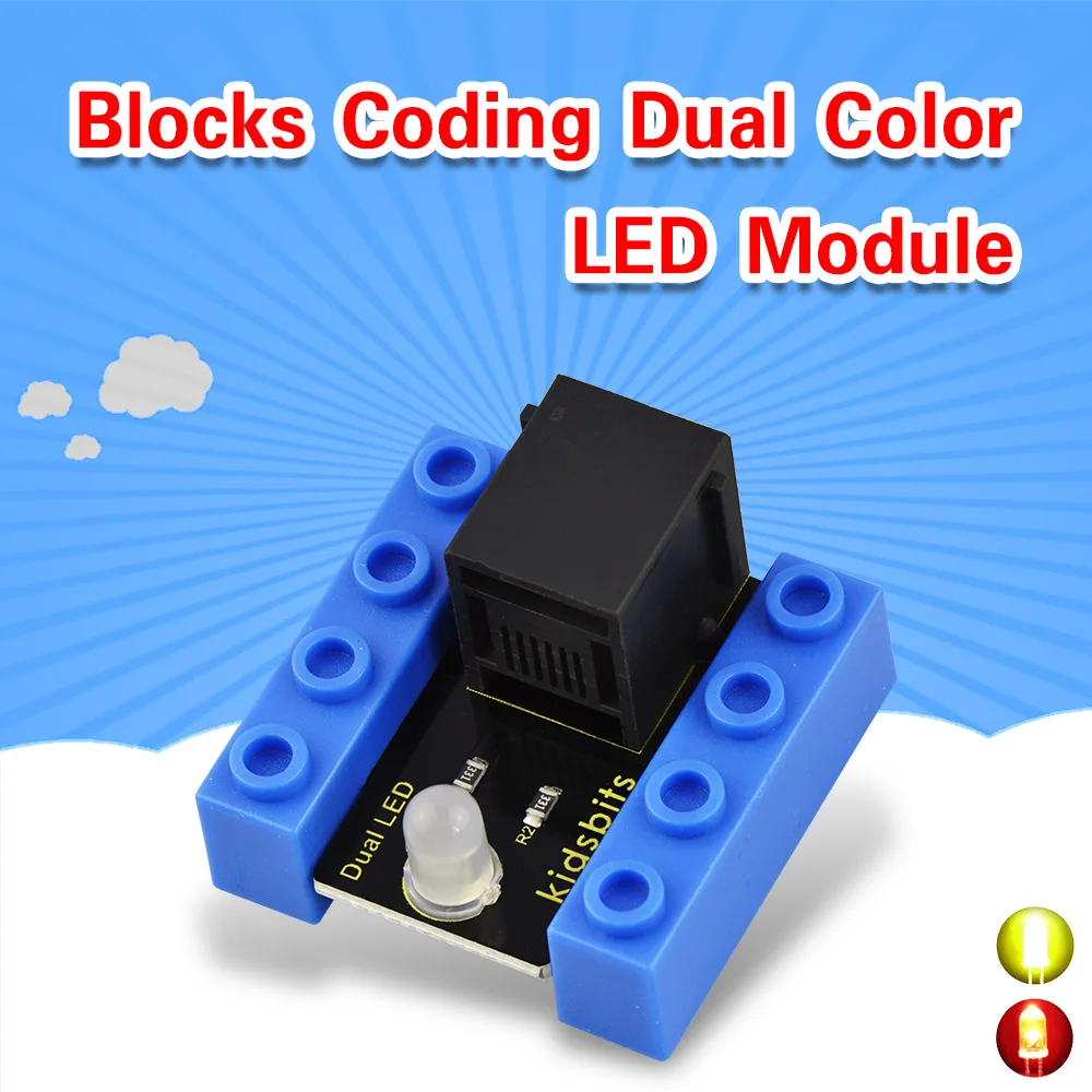 

kidsbits Blocks Coding Dual Color LED Module for Arduino STEAM EDU (Black and Eco-friendly)