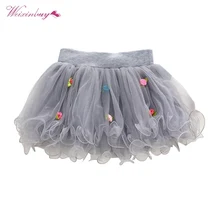 WEIXINBUY/милая детская юбка-пачка для девочек вечерние бальные платья принцессы с цветочным рисунком; кружевная детская мини-юбка для детей 1-4 лет; l07