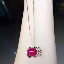 Натуральный красный халцедон кулон S925 серебро Природный яшма кулон Цепочки и ожерелья Модные Симпатичные Элегантные слон Женщины Fine Jewelry