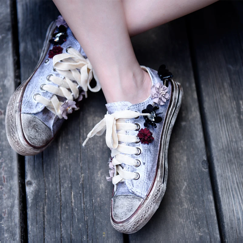 

Artmu Personality Women Shoes Flowers Flats Dirty Design Vulcanize Soft Soles Shoes Comfort Woman Sneakers zapatos mujer Fashion