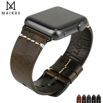 

MAIKES Genuine Cow Leather Watch Accessories For Apple Watch Bands 42mm 38mm Series 4/3/2/1 iWatch 44mm 40mm Strap Bracelets