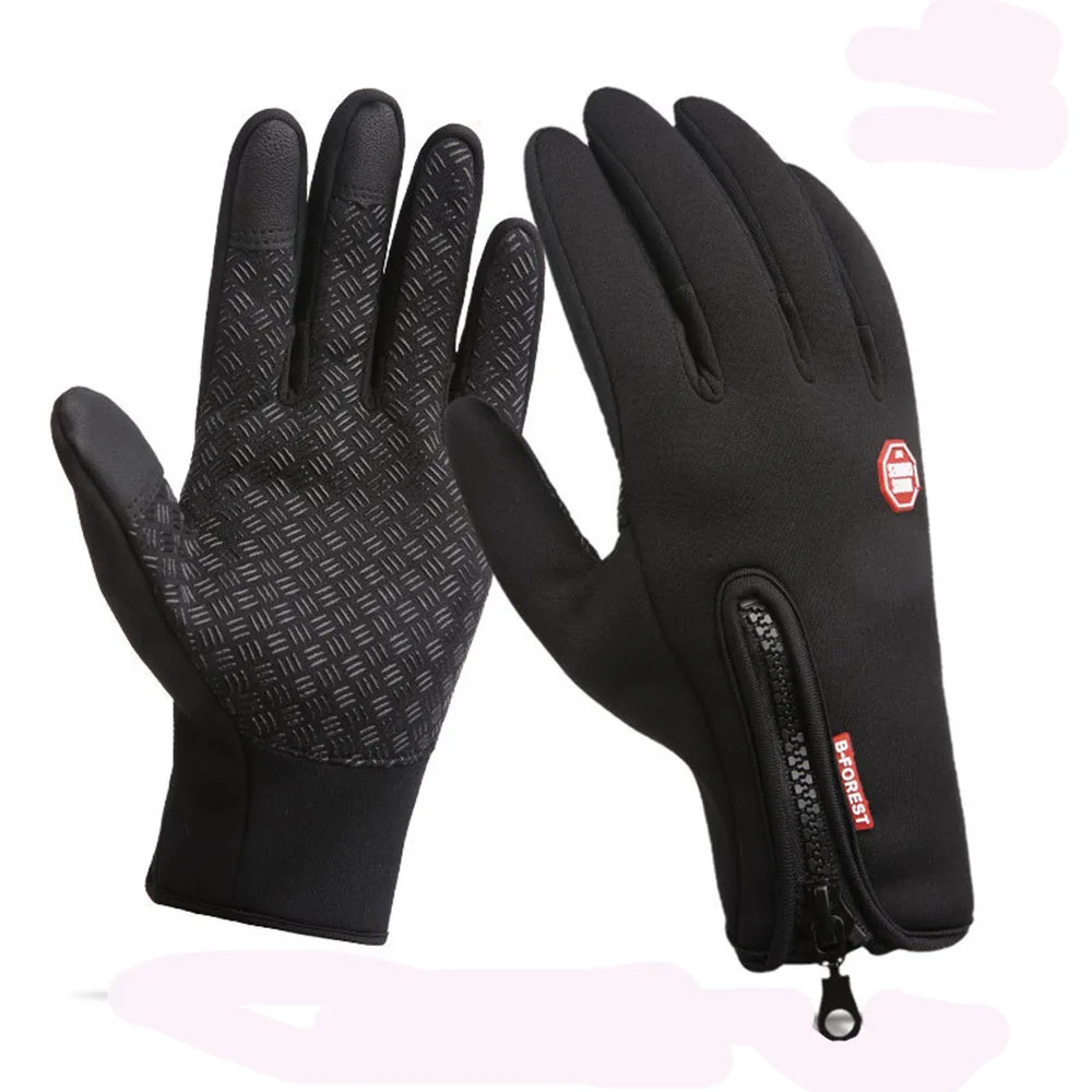 1 шт. модные зимние теплые перчатки варежки играть телефонные перчатки мужские и женские ветрозащитные водонепроницаемые Нескользящие уличные лыжные перчатки для вождения - Цвет: Черный