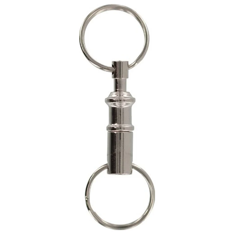 

1PC Steel Chrome Plated Pull-Apart Key Rings Dual Detachable Key Ring Snap Lock Holder Removable Keyring Quick Release Keychain