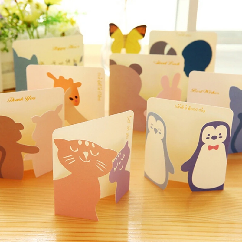 Mini Carte De Vœux En Papier Pieces Lot Cadeau D Anniversaire Carte De Remerciement Joli Dessin Anime Fournitures Scolaires Et De Bureau Pour Enfants Message Memo Aliexpress