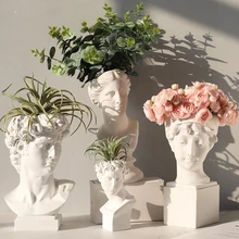 Креативная портретная художественная ваза в стиле ретро с головой Венеры, цветочный горшок из смолы, статуэтка греческой богини, ваза, украшение дома, фигурки