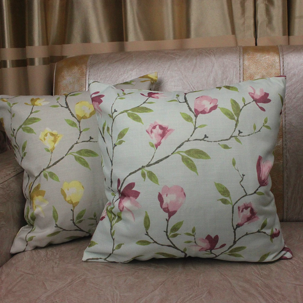 

CURCYA Pastoral Garden Cushion Covers Magnolia Flowers Printed Decorative Sofa Throw Pillowcase Square Car Chair Pillow Cover