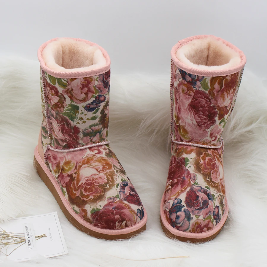 

Top Quality 2018 Genuine Sheepskin Leather Snow Boots 100% Natural Fur Botas Mujer New Fashion Waterproof Real Wool Women Shoes