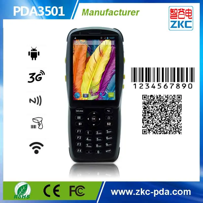 

Industrial Handheld Android contactless smart card reader ,RFID Reader with display 3G wireless PDA wifi bluetooth ZKC PDA3501