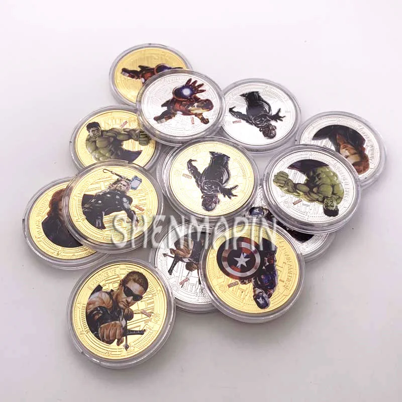 Капитан Америка памятная монета Марвел из Мстителей фильмы коллекционные монеты детская мультяшная анимационная игрушка подарок на день