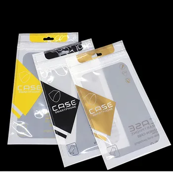 

3000Pcs Yellow/Gold/black Phone Case Packing Bags With Euro Hang Hole Zip Lock Case Packing Pouches For iPhone 7 7plus New Style