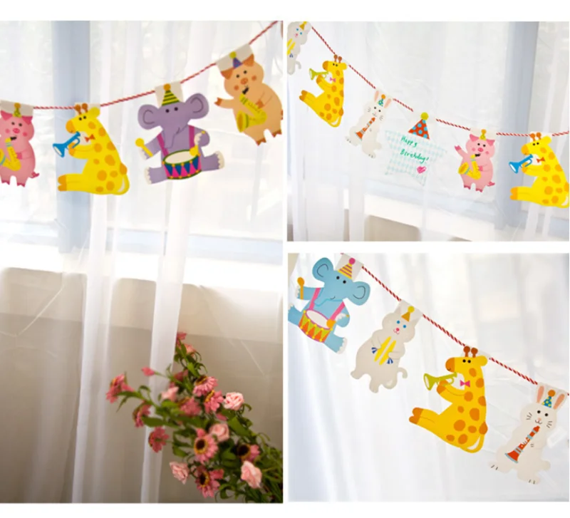 15Pcs/lot 2M Cartoon Animal Paper Flags Banner Decor Baby Room Decoration Bedding Bumpers Kids Party Flags Kids Girls Room Decro 15Pcs/lot 2M Cartoon Animal Paper Flags Banner Decor Baby Room Decoration Bedding Bumpers Kids Party Flags Kids Girls Room Decro