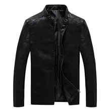 Весна Осень Плюс Размер Мото куртка мужская просторное с воротником-стойкой Мужская байкерская куртка