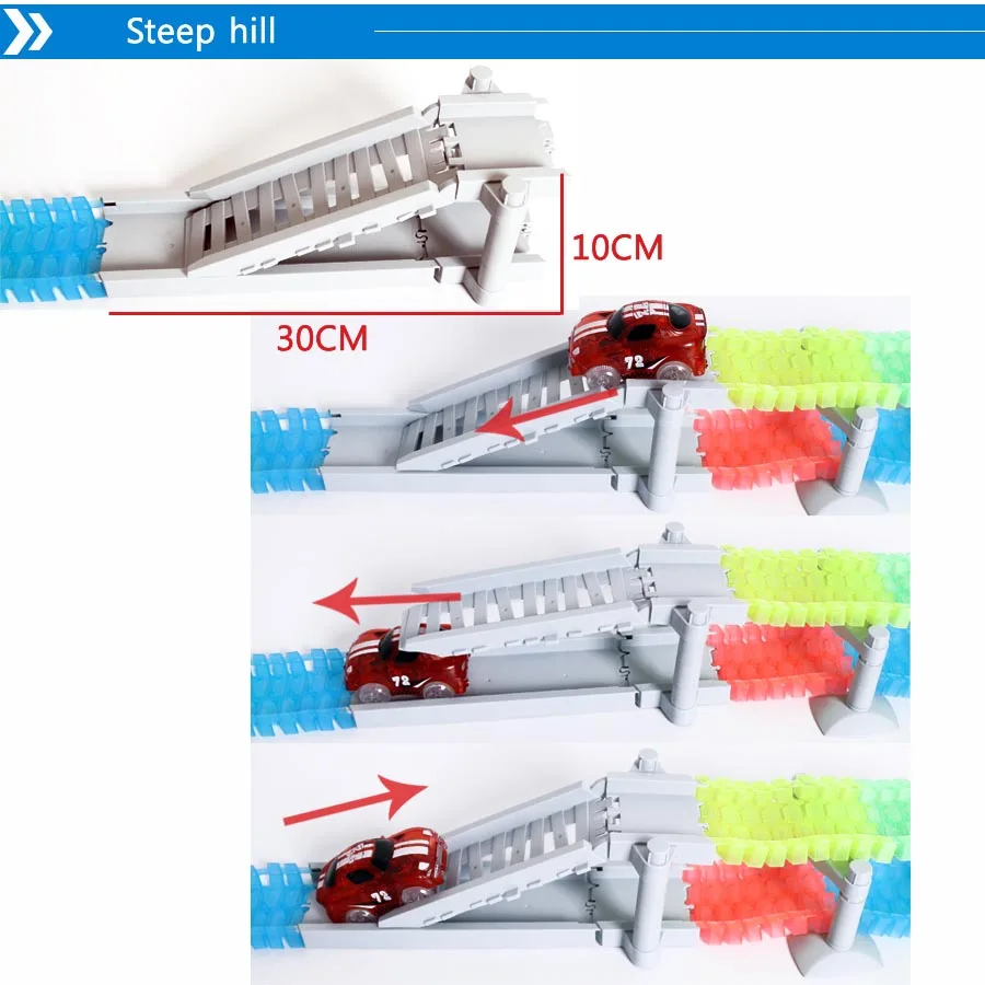 Подходит для всех сгибать путь игрушка волшебный светящийся гибкий аксессуар для трека светится в темноте DIY литой автомобиль Развивающие игрушки для детей - Цвет: Steep hill 1 set