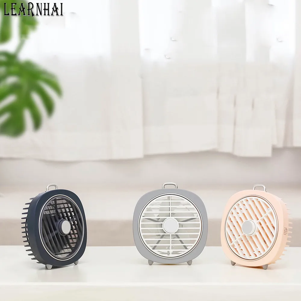 

LEARNHAI 2019 New USB Brushless Motor Electric Without Battery Mini Cooling Desk Table Fan With Night Light Removable Mesh Cover