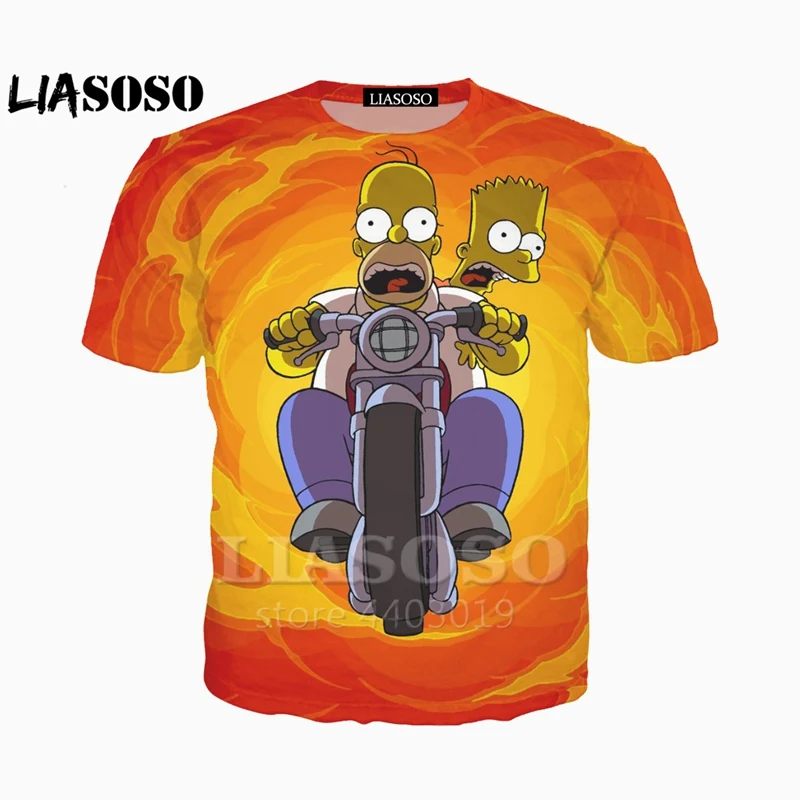 

LIASOSO Newest clothing The Simpsons printed 3d Man Women t-shirt casual Harajuku Cartoon Funny tshirt Street Wearing TeeA047-73
