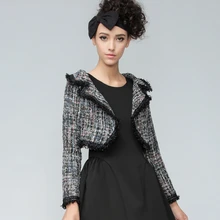 Элегантный осенне-зимний женский небольшой платок короткий кардиган с длинным рукавом маленькие шерстяные куртки Женский однотонный кардиган W883