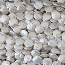 Мода натуральный 14 мм белый культивированный пресноводный жемчуг бисера ювелирные изделия с чеканкой 15"