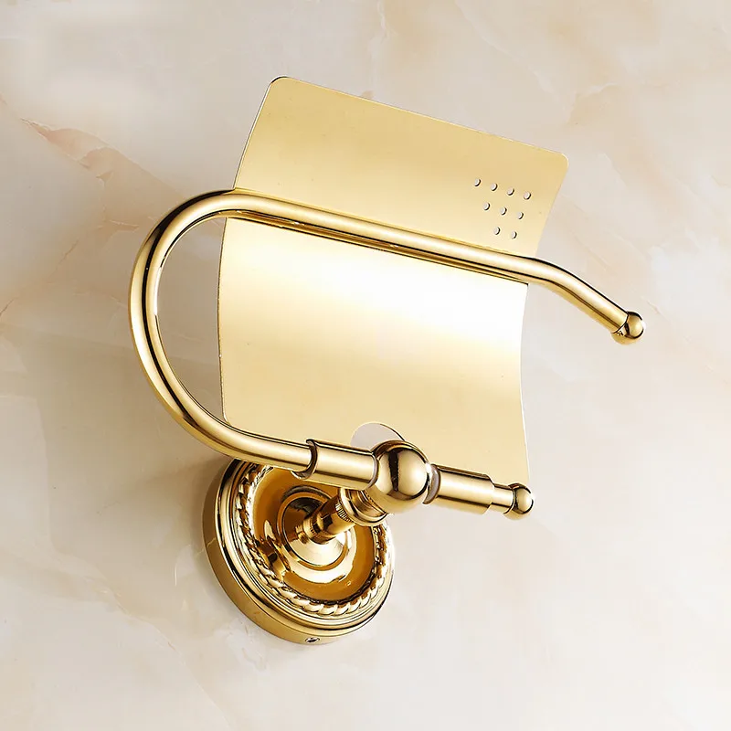 Toilet Paper Holder Toilet Roll Holder Paper Holders Antique Brass Toilet Roll Tissue Holder Bath Rack Wall Mounted Bathroom Accessories Black WC Paper Holder HJ-1308