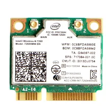 Беспроводная карта адаптера для Intel 7260HMW BN 802.11n Беспроводная N 7260 PCI-E Половина мини-карта для 717384-001 717384 hp