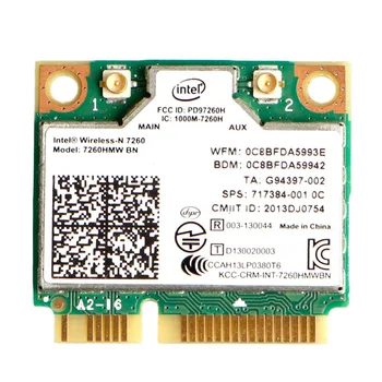 

Wireless Adapter Card for Intel 7260HMW BN 802.11n Wireless N 7260 PCI-E Half Mini Card for 717384-001 717384 HP