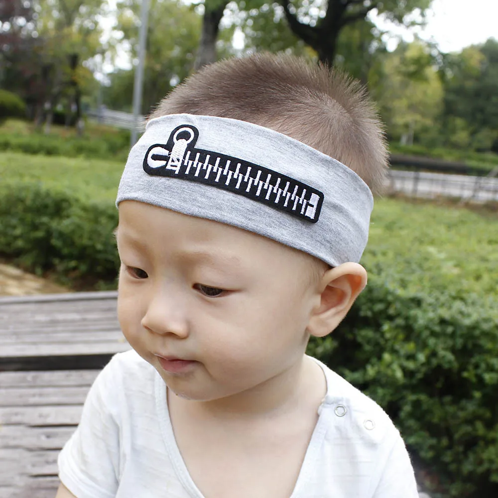 Fashion Baby headwear Soft Cotton Zipper Headband Girls Boys Hair Band Accessories Kids Girl