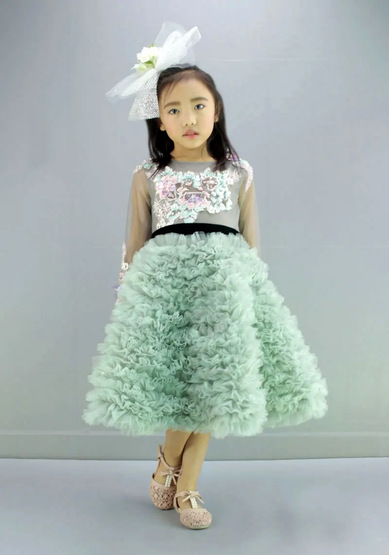 17Autumn Elegant Embroidered Butterfly Green Tulle Long Sleeve Cake Dress Girl Cuffs Beads Butterfly Dress Party Princess Dress 17Autumn Elegant Embroidered Butterfly Green Tulle Long Sleeve Cake Dress Girl Cuffs Beads Butterfly Dress Party Princess Dress