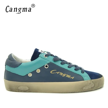 

CANGMA British Brand Sneakers Shoes Men Navy Blue Man Shoes Leather Genuine Male Shoes Adult Classic Casual Latest Footwear