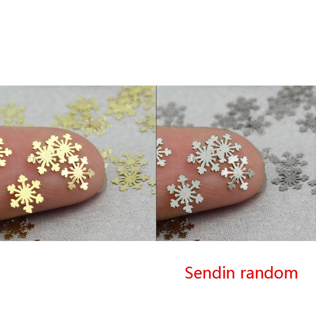 100 шт амулеты в форме снежинки для украшения ногтей 3D серебряный сплав дизайн цвет случайный